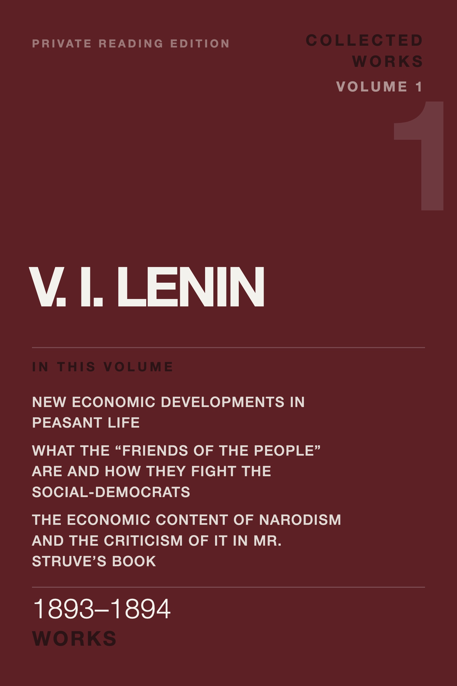 Cover of Lenin Collected Works, Volume 1