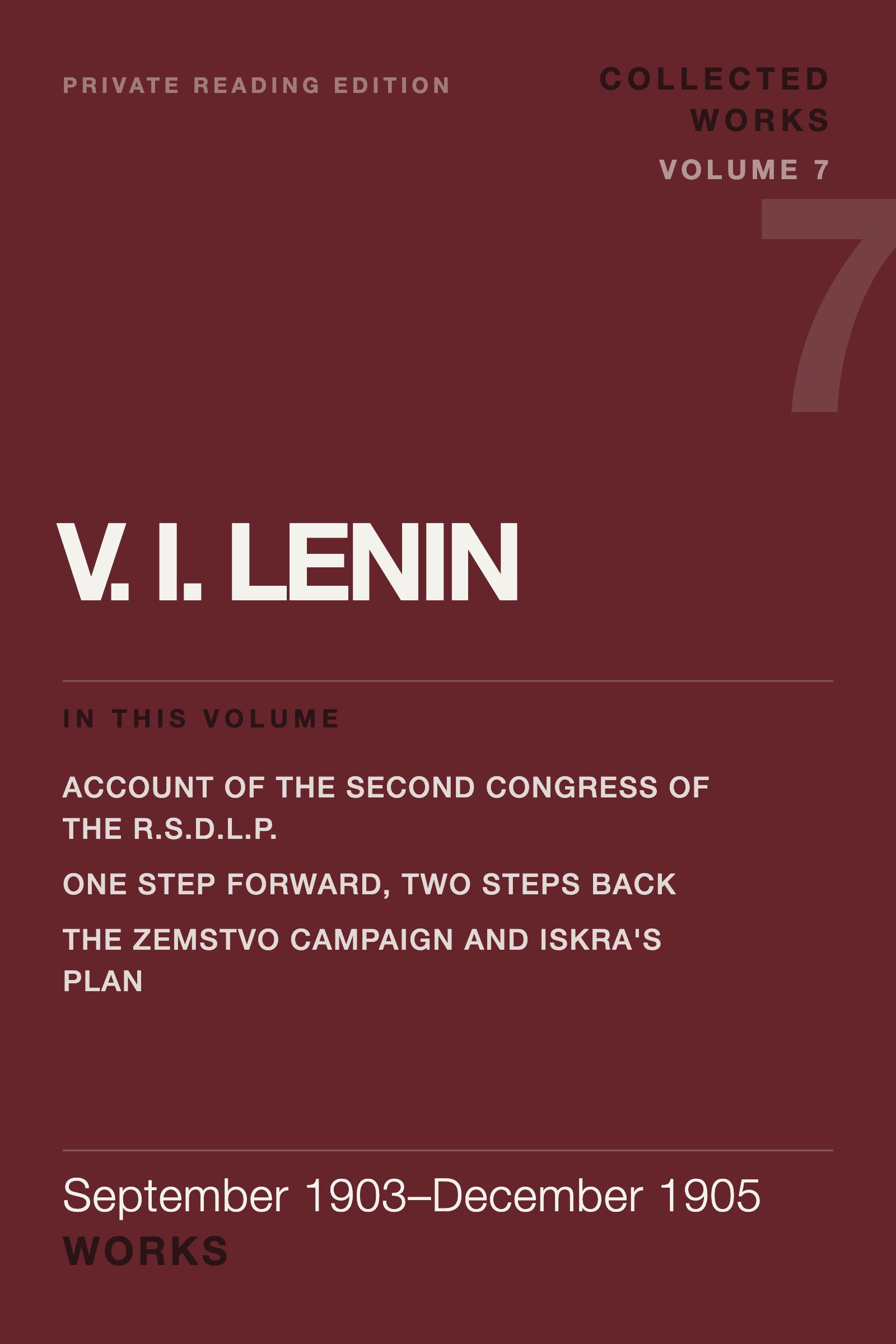Cover of Lenin Collected Works, Volume 7