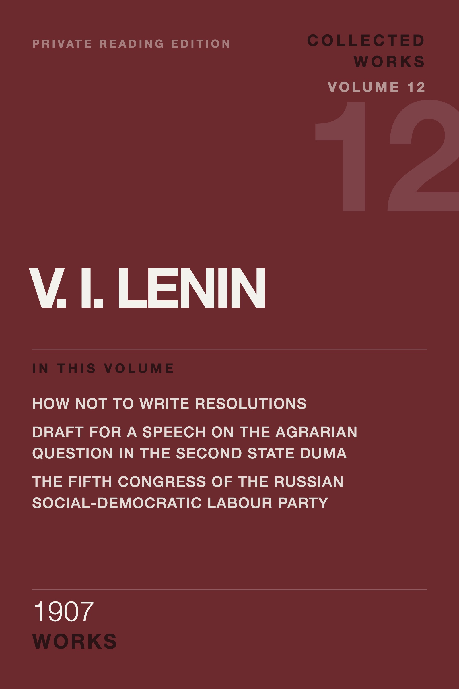 Cover of Lenin Collected Works, Volume 12