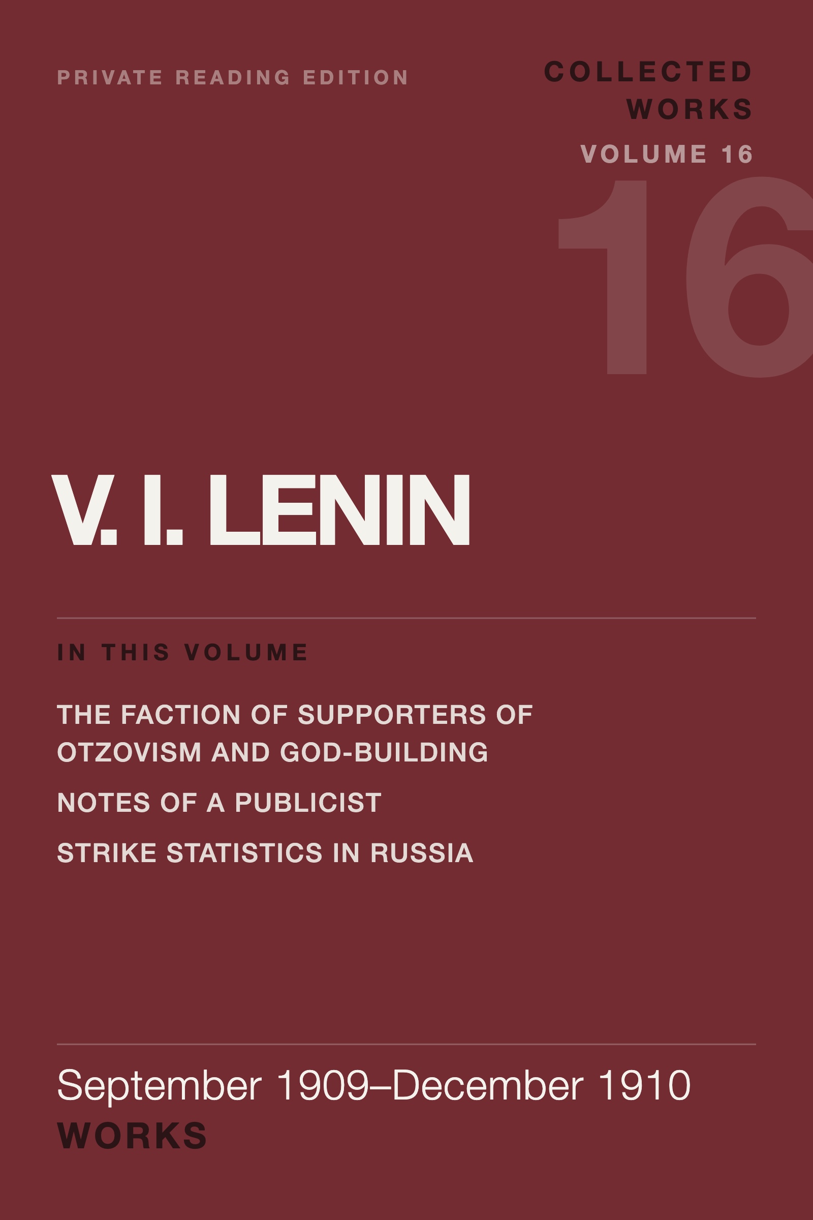 Cover of Lenin Collected Works, Volume 16