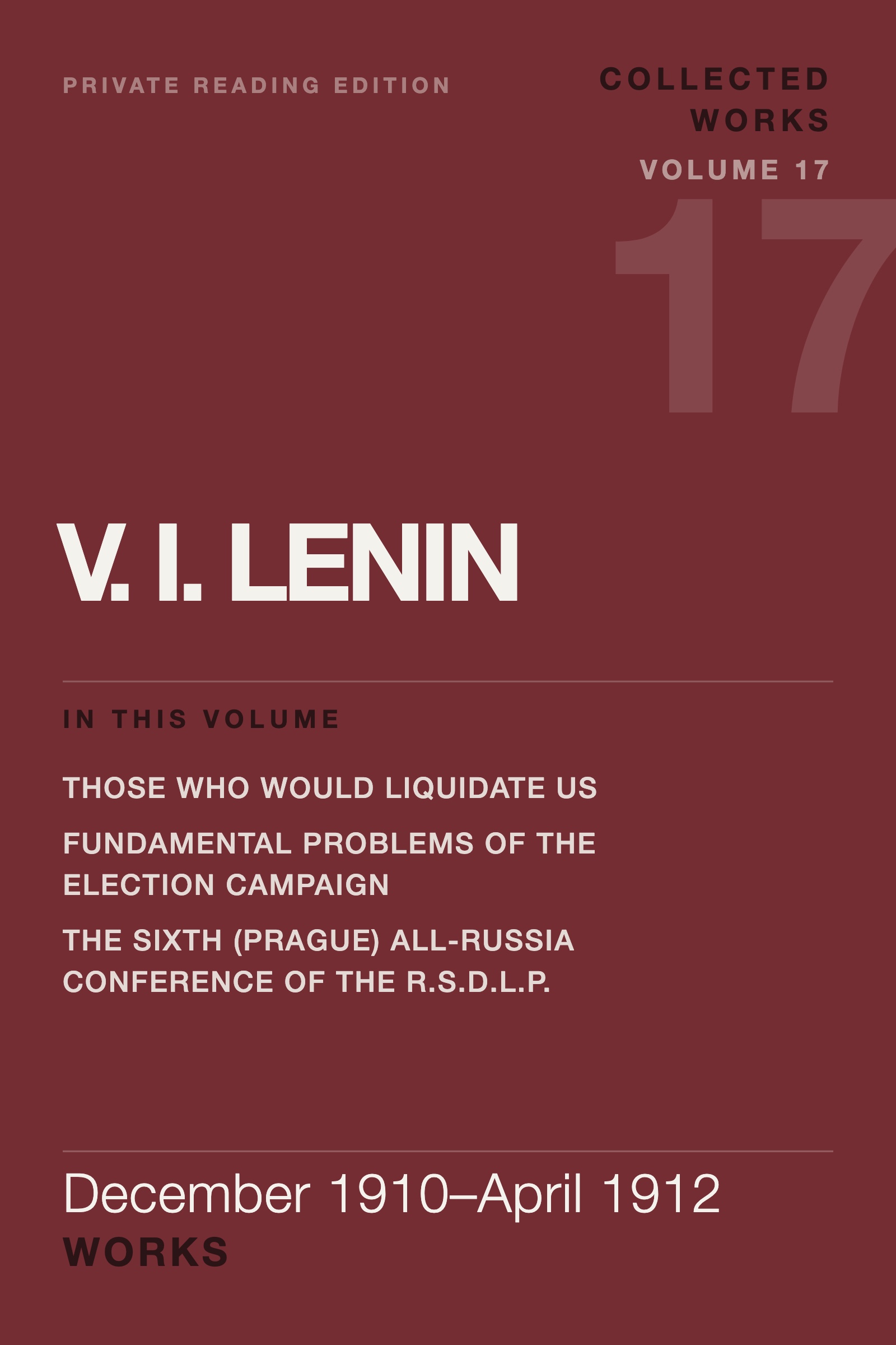 Cover of Lenin Collected Works, Volume 17