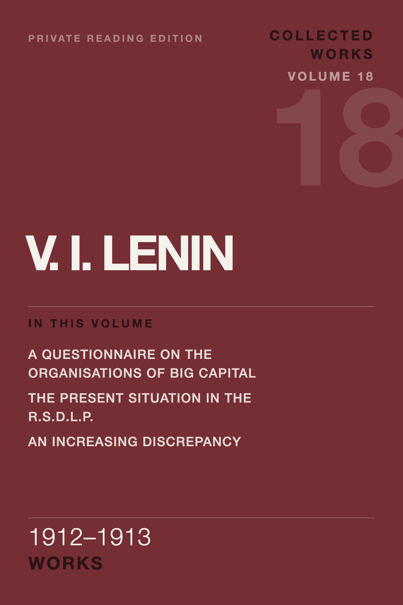 Cover of Lenin Collected Works, Volume 18