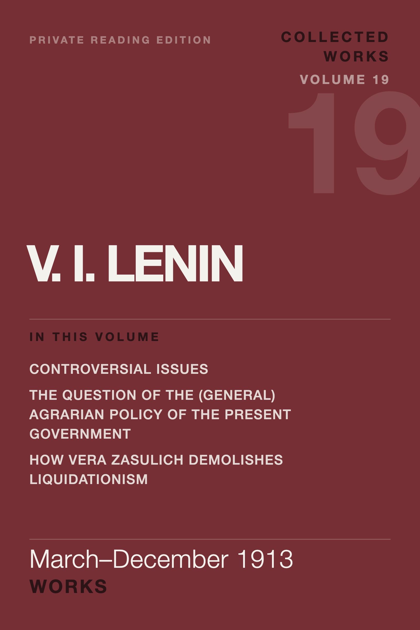 Cover of Lenin Collected Works, Volume 19