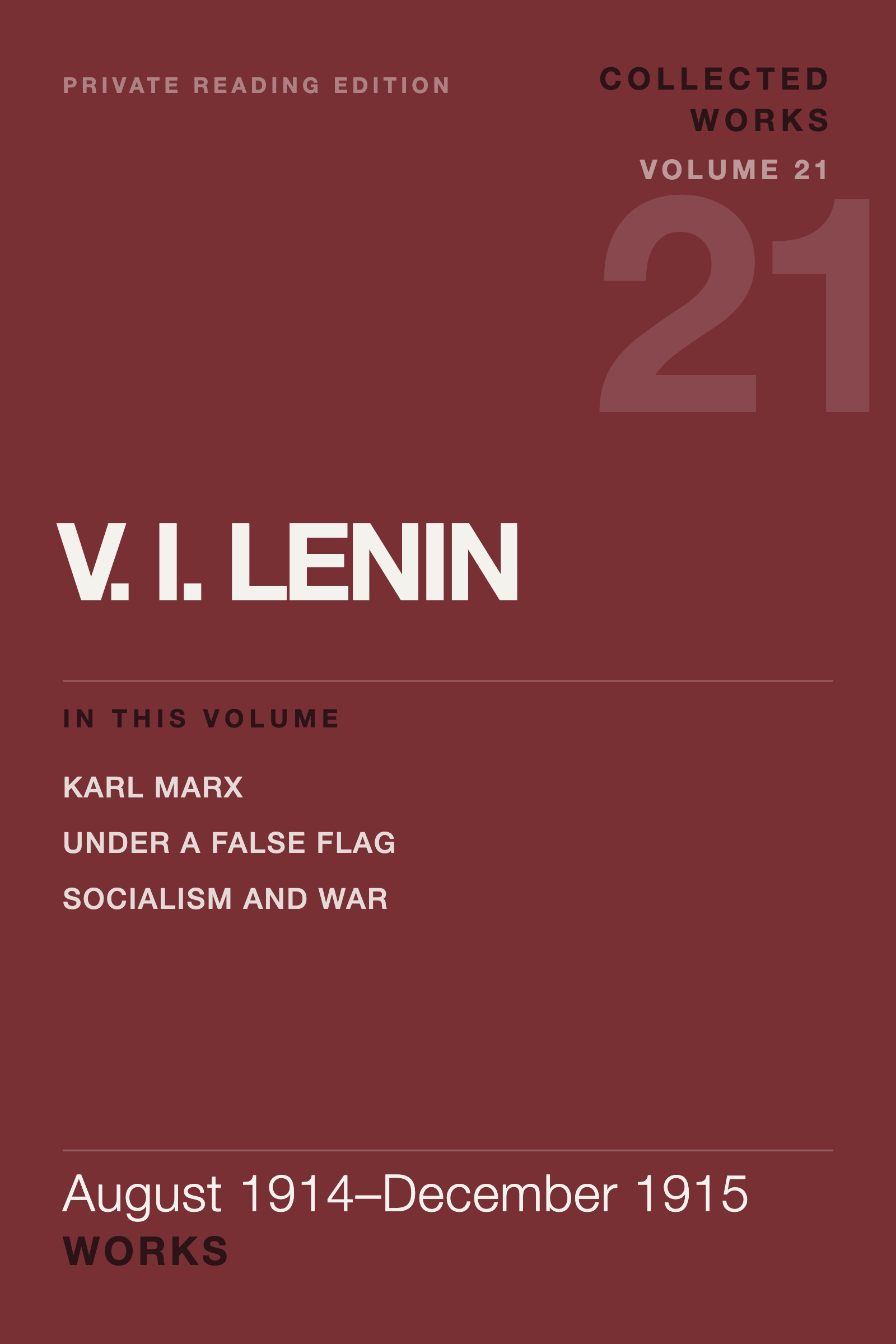 Cover of Lenin Collected Works, Volume 21