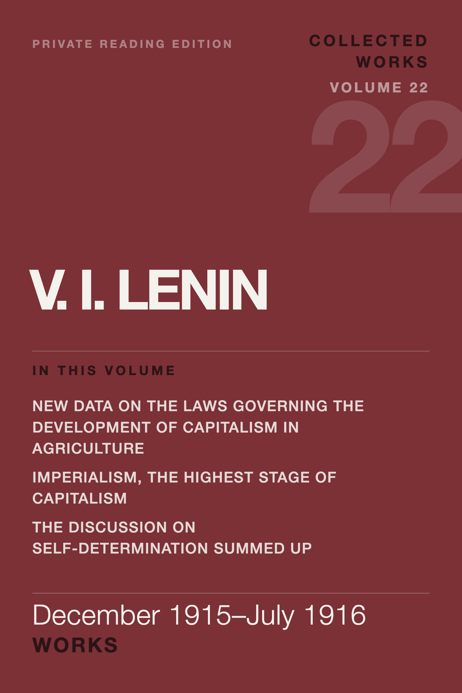 Cover of Lenin Collected Works, Volume 22