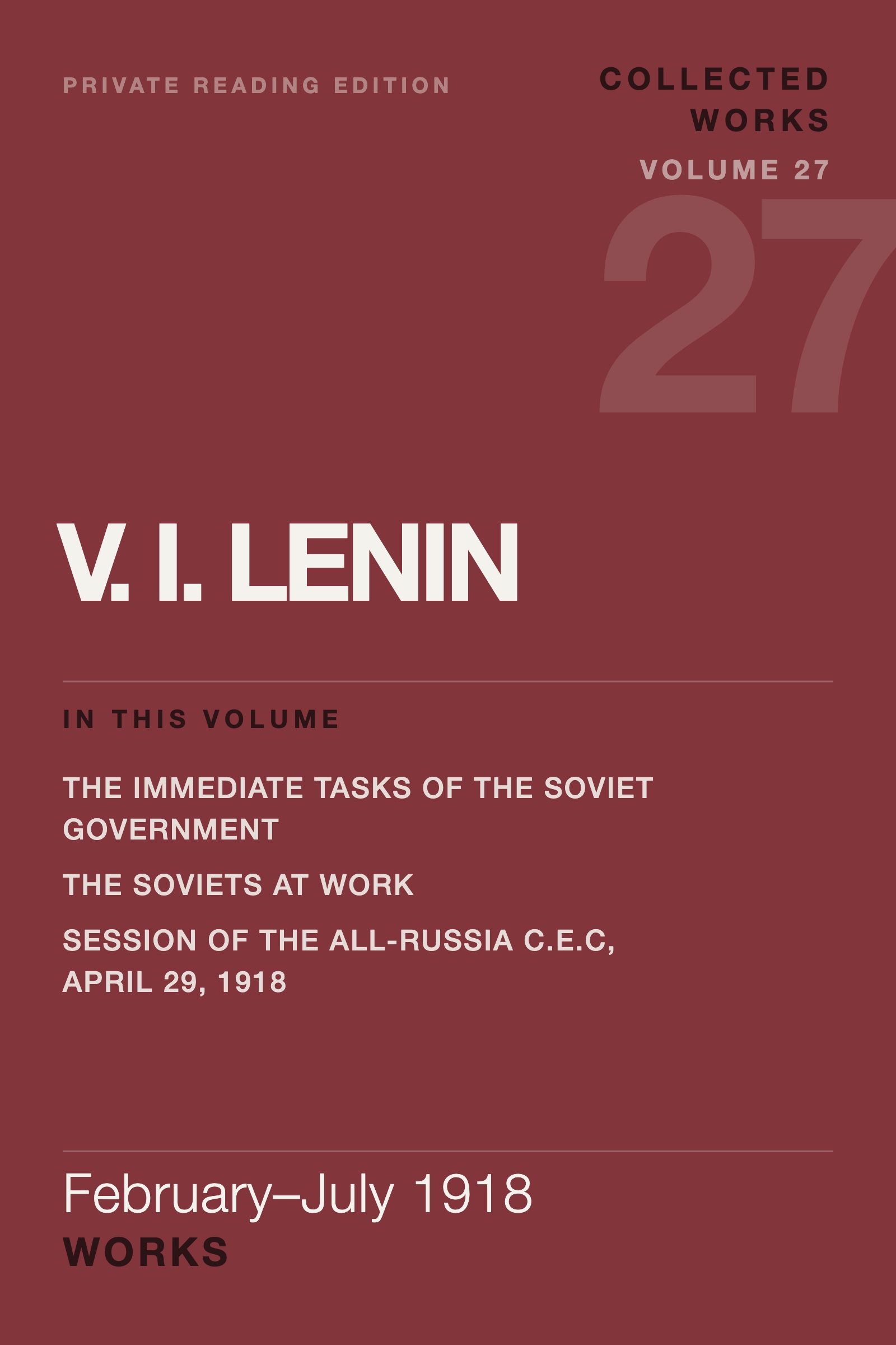 Cover of Lenin Collected Works, Volume 27