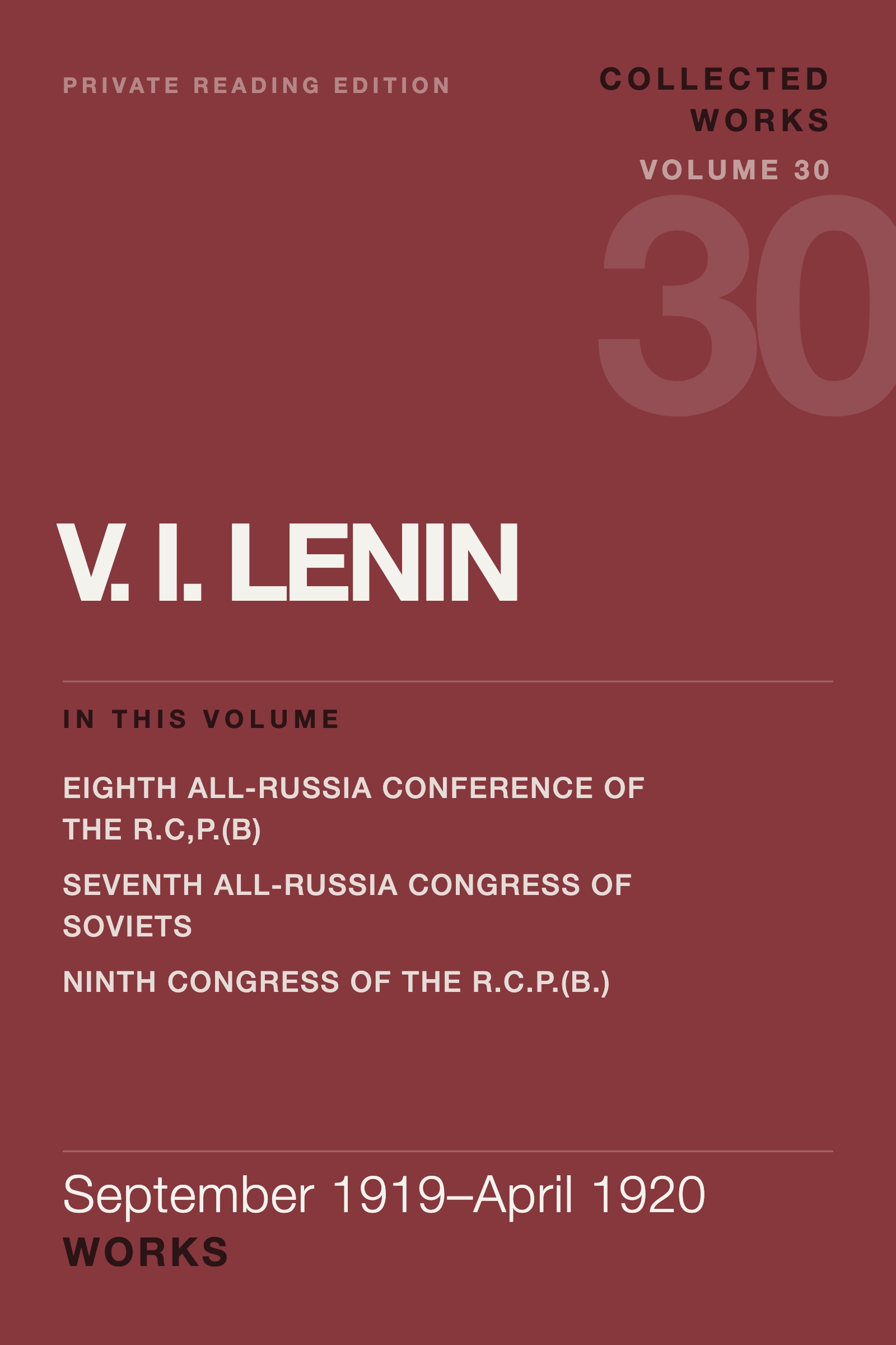 Cover of Lenin Collected Works, Volume 30