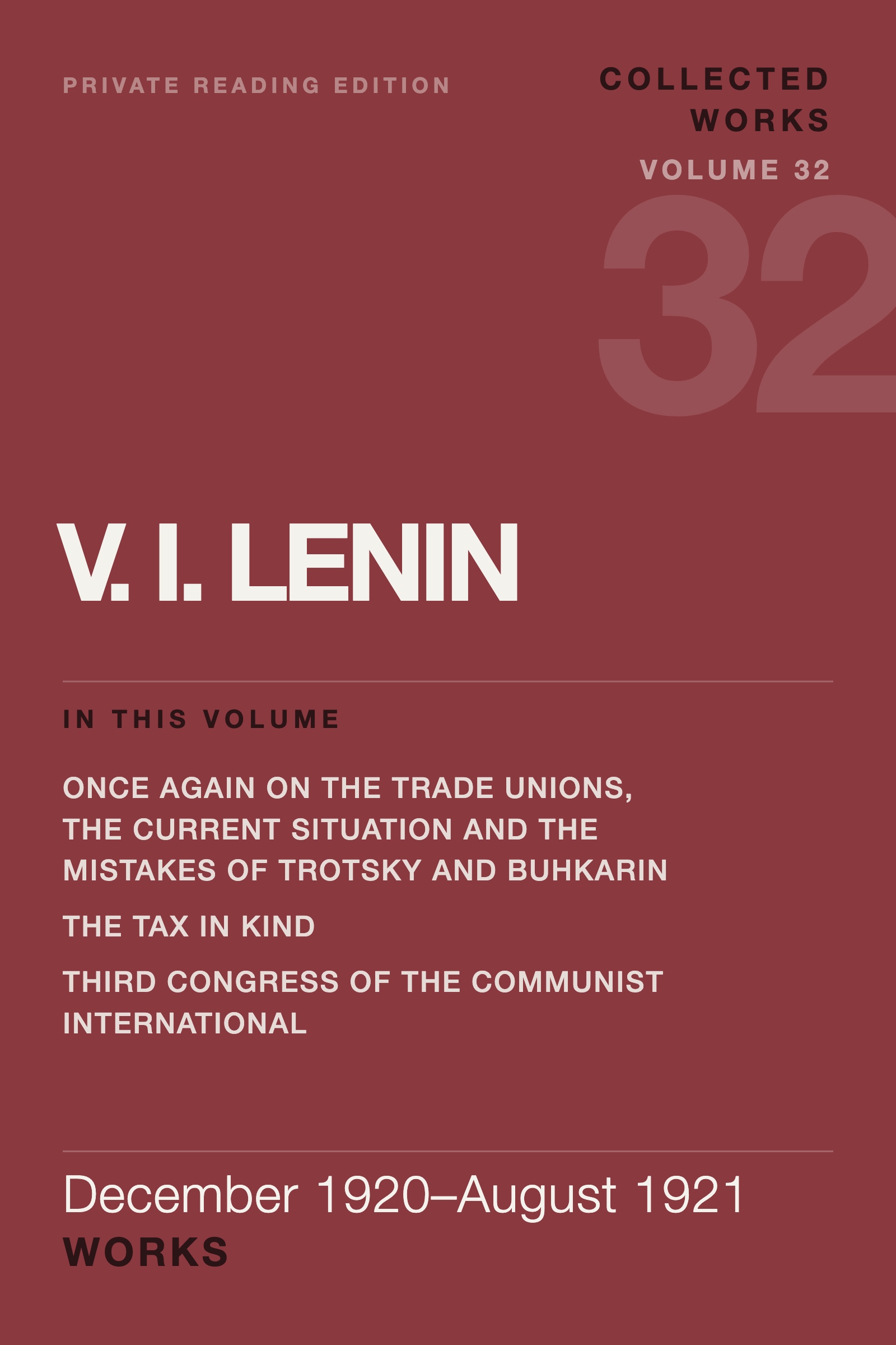 Cover of Lenin Collected Works, Volume 32