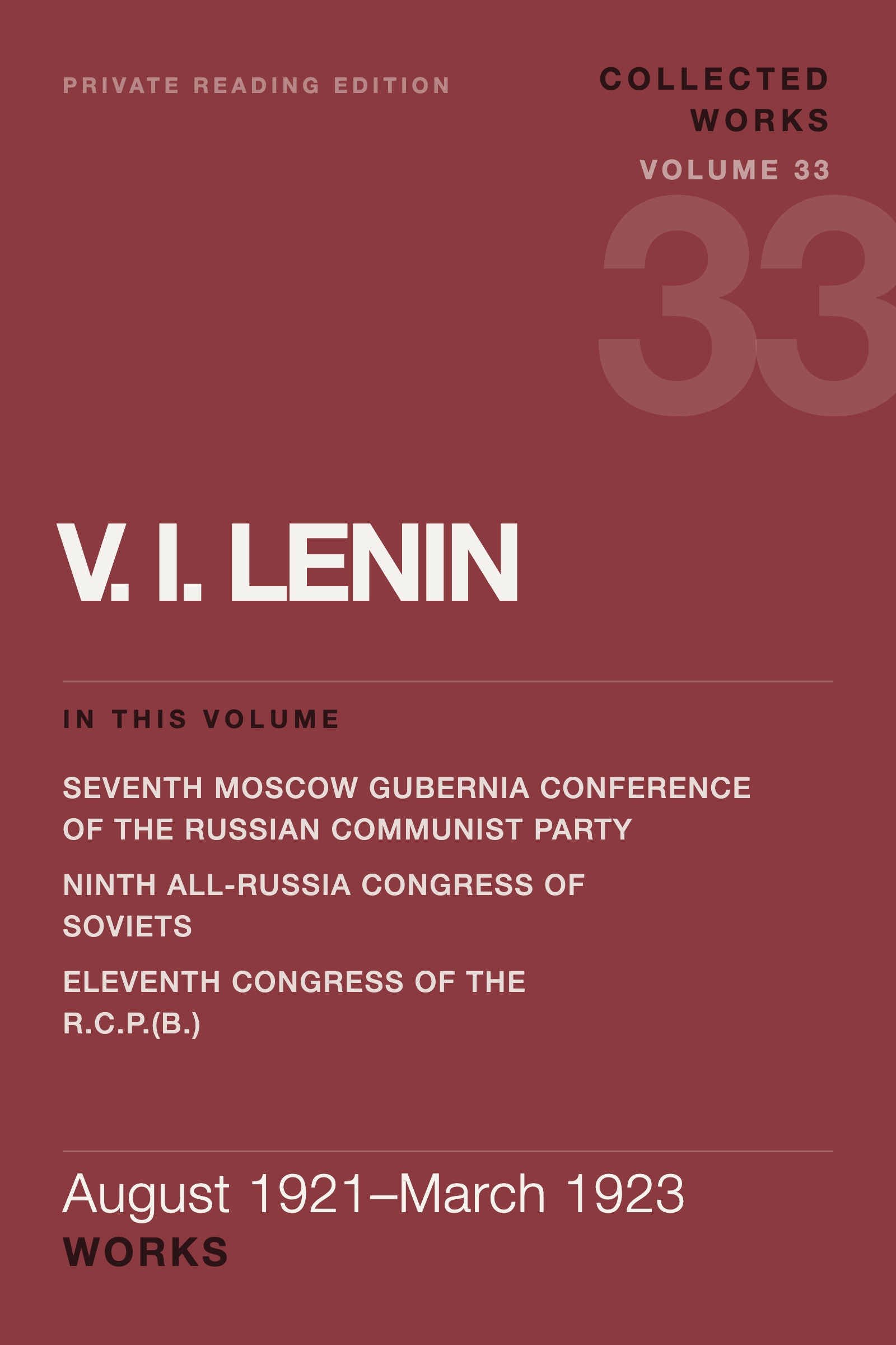 Cover of Lenin Collected Works, Volume 33