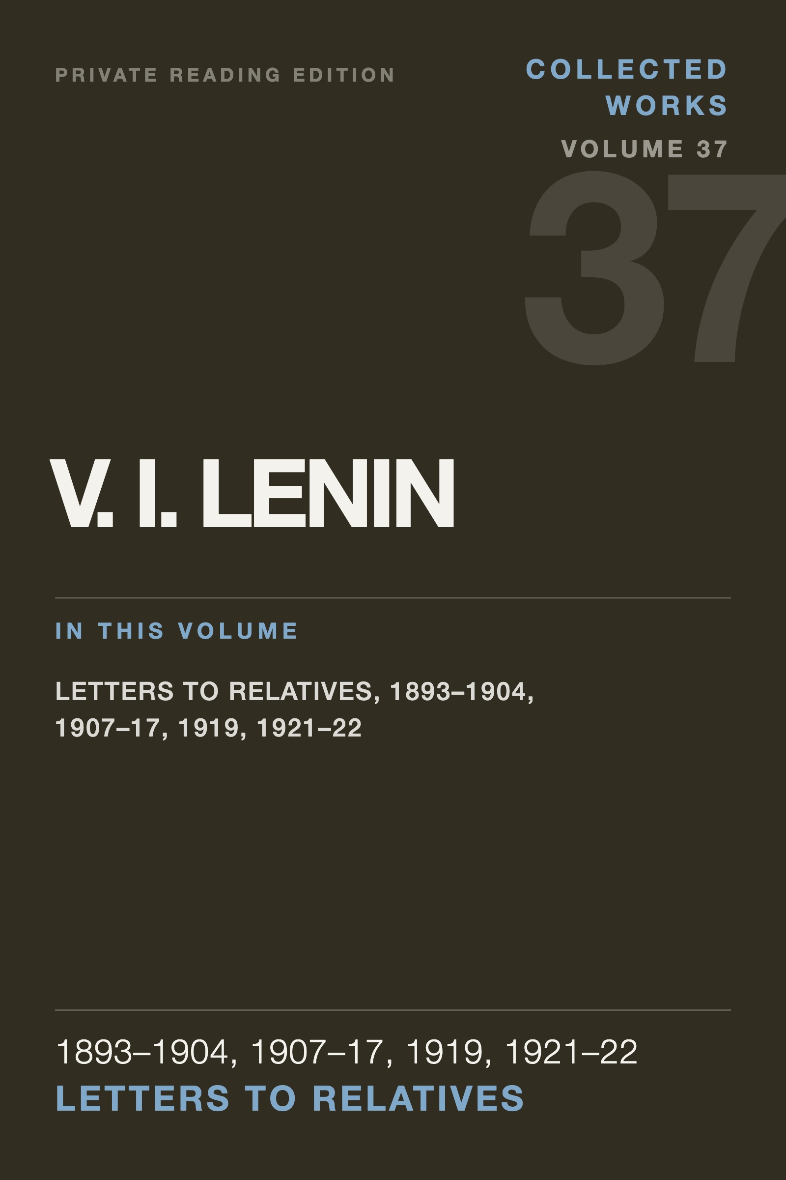 Cover of Lenin Collected Works, Volume 37