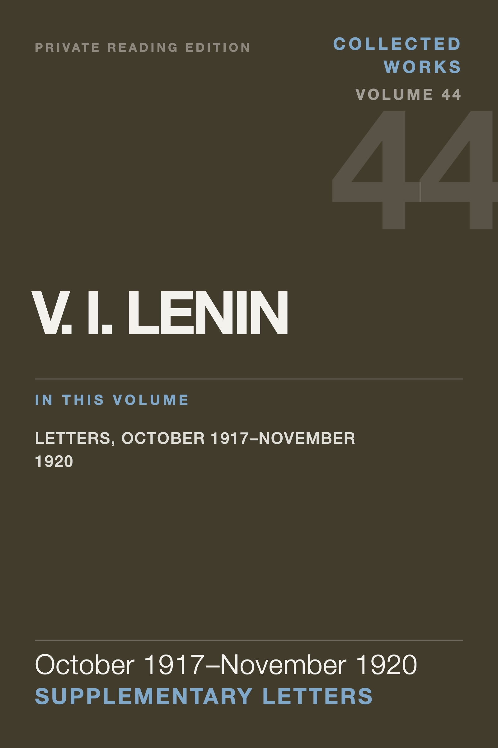 Cover of Lenin Collected Works, Volume 44