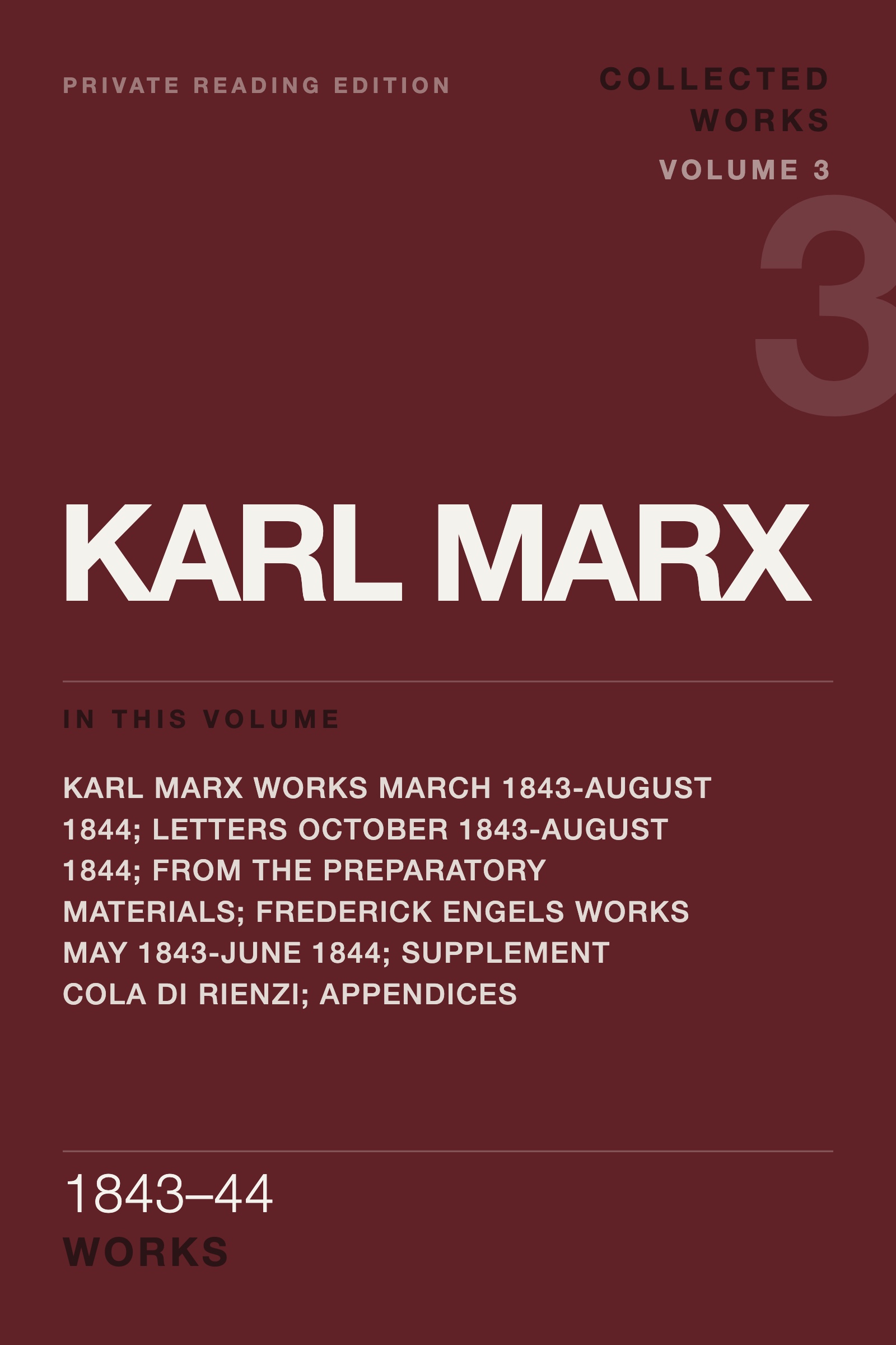 Cover of Marx & Engels Collected Works, Volume 3