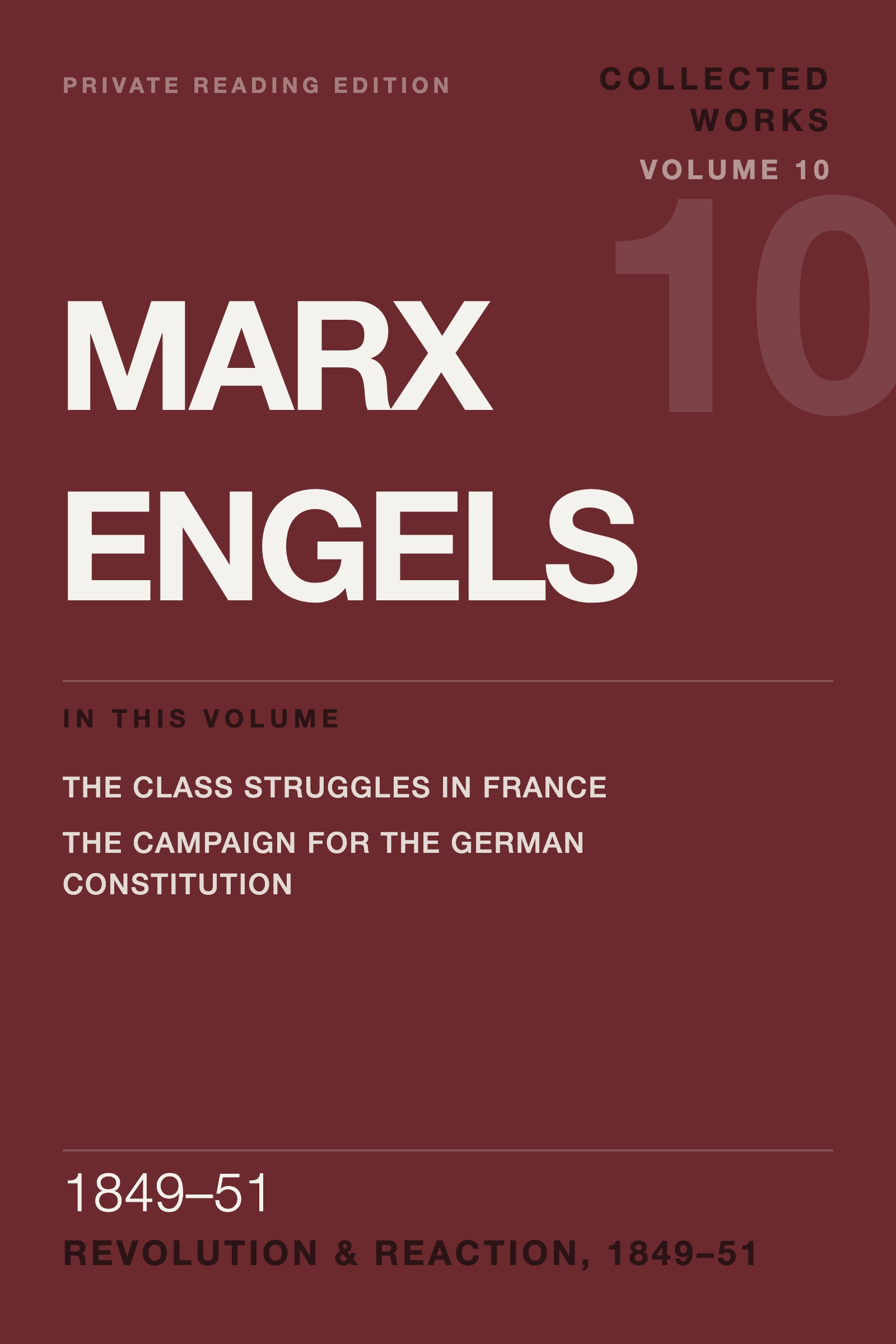 Cover of Marx & Engels Collected Works, Volume 10