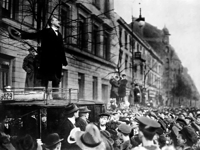 Karl Liebknecht speaking in Berlin in 1919