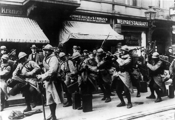 French machine gun squad bound for guard duty in the Ruhr coal mines